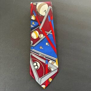 Dimoda Hand Made Neck Tie Polyester Billiards Theme Novelty Classic Width